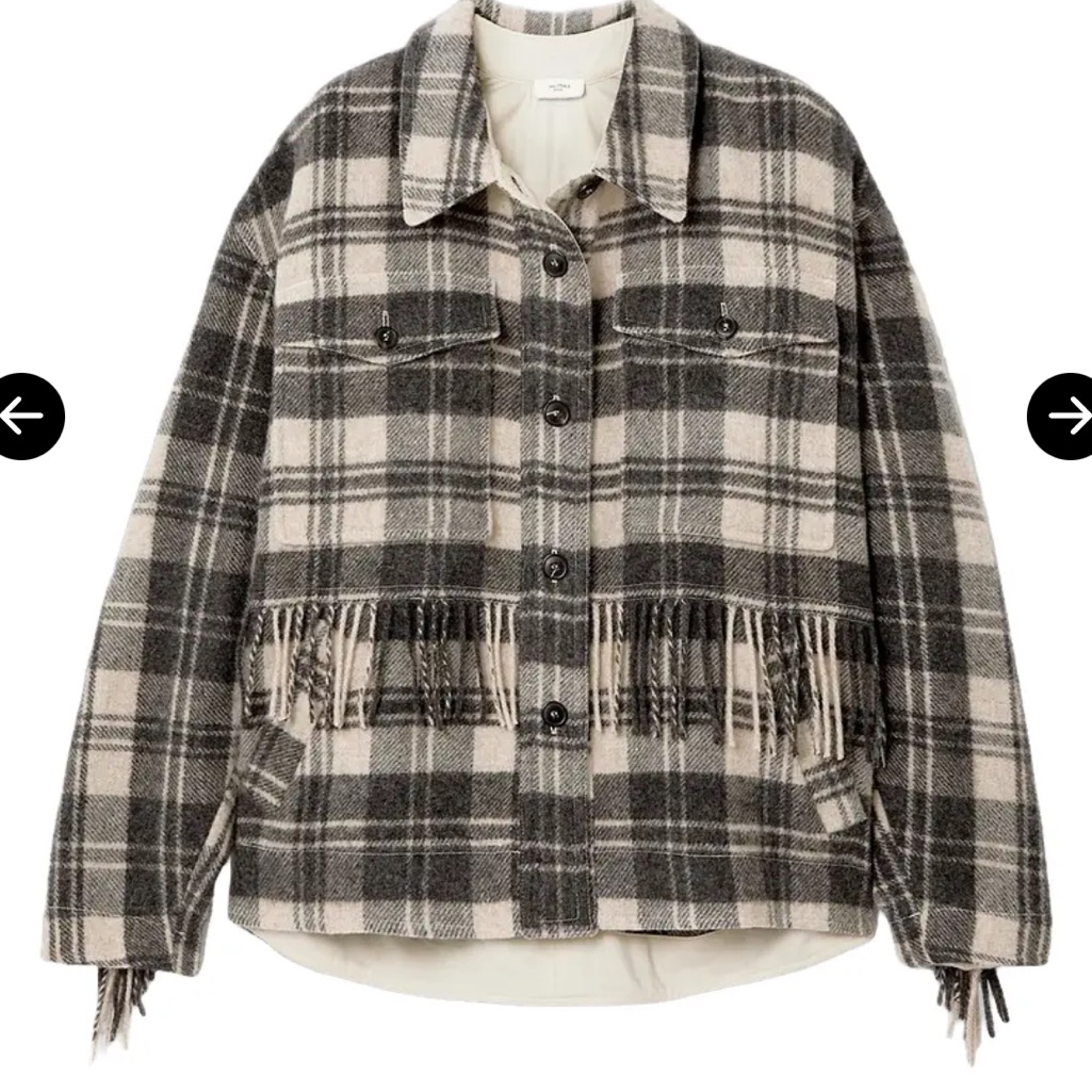 Isabel Marant Toile Filora Fringed Checked Wool-Blend Jacket
